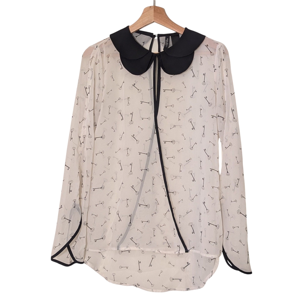 Bisou Bisou Black and White Women Blouse, XS